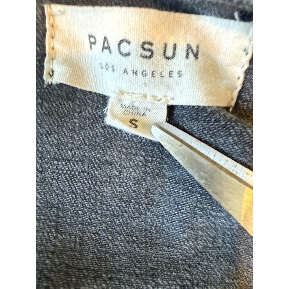 Pacsun Women's Black Denim Jacket Los Angeles Rainbow Embroidered Pockets Small - Picture 5 of 7